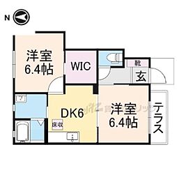 近鉄大阪線 真菅駅 徒歩13分の賃貸アパート 1階2DKの間取り