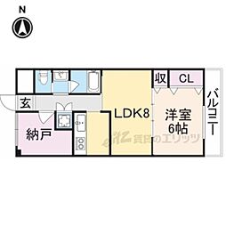 楠本第二ビル 2階1LDKの間取り