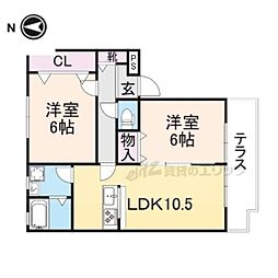 エーデルワイス 1階2LDKの間取り