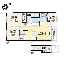 メゾン　ブランシェ 2階3LDKの間取り