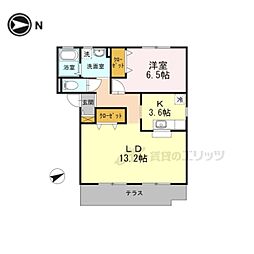 グランアベニュー真美　Ｂ棟 1階1LDKの間取り