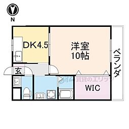 JR桜井線 畝傍駅 徒歩9分の賃貸マンション 2階1Kの間取り