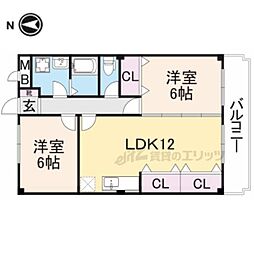 サンモール 2階2LDKの間取り