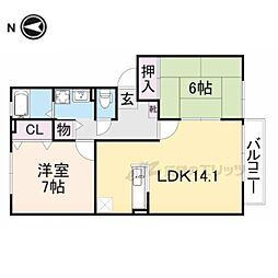 セントレ・デ・トゥース 2階2LDKの間取り