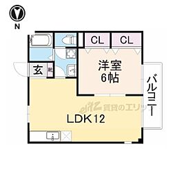 コスモミレニアム 2階1LDKの間取り