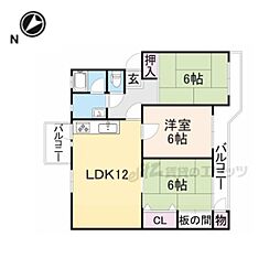 関屋あしびハイツ9棟 3LDKの間取図画像