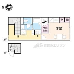 レオパレス日和 2階1Kの間取り