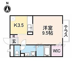 クレールマーマ 1階ワンルームの間取り