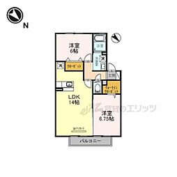 ヴィルヌーブB 2LDKの間取図画像