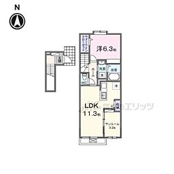 ファインビレA 1LDKの間取図画像