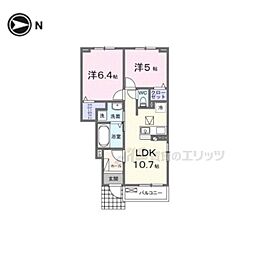 ファインビレB 2LDKの間取図画像