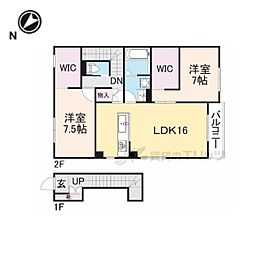 ヒルトップU 2LDKの間取図画像