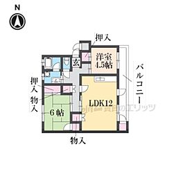 関屋あしびハイツ4棟 2LDKの間取図画像