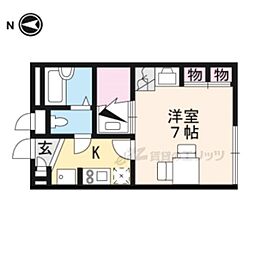 レオパレスヴィクトワール 2階1Kの間取り