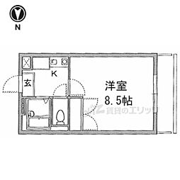 レオパレス冨田 3階1Kの間取り