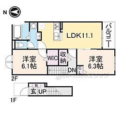 メゾン　フルーク 2階2LDKの間取り