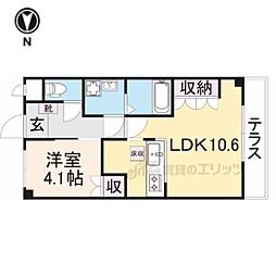 グランドソレイユ 1階1LDKの間取り