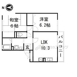 セジュールＮI棟 3階2LDKの間取り