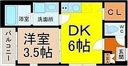 ハーモニーテラス露橋3 1DKの間取図画像
