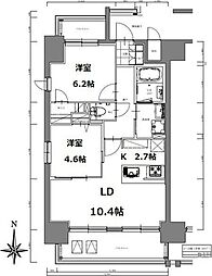 S-RESIDENCE亀島駅前ブレイズ 2LDKの間取図画像