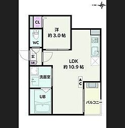 Jack atsutakoshinIII 1LDKの間取図画像