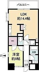 ラドゥセール山王 1LDKの間取図画像