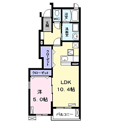 ピースコート 1LDKの間取図画像