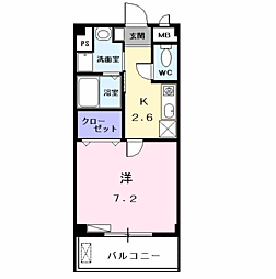 ウィステリア2 1Kの間取図画像
