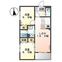 フローラ ガーデン 2LDKの間取図画像
