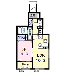 クレール・アンジュI 1LDKの間取図画像