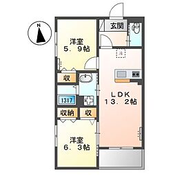 フローラ ガーデン 2LDKの間取図画像