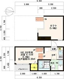 VILLETTA栄 202 2階1Kの間取り
