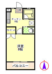 サミットハイツB 1DKの間取図画像