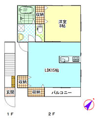 ヴェルティー東 1LDKの間取図画像