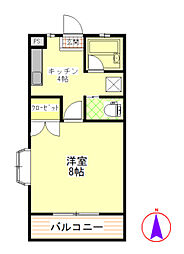 サミットハイツB 1DKの間取図画像