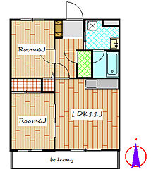 グランエトワール 1階2LDKの間取り