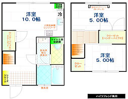 上毛電気鉄道 西桐生駅 3.6kmの賃貸アパート 1階2LDKの間取り