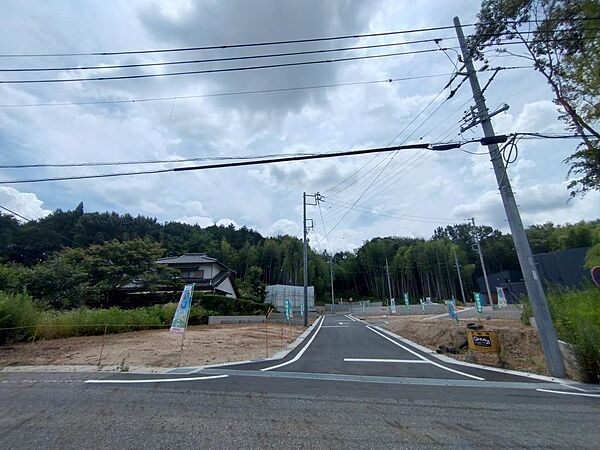 分譲地の入口を北側（分譲地の外）から撮影