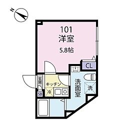 Exentia Motohasunuma 3階1Kの間取り