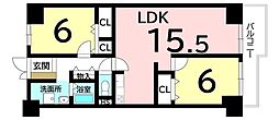 泉北星和台コーポラス 2LDKの間取図画像