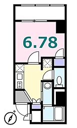 シュガール浜松町 3階1Kの間取り