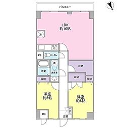 大和第一ビルラ・コスタ壱番館 2LDKの間取図画像