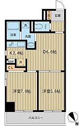 メゾンデュオーラ山下町 2DKの間取図画像