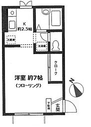 銀ハイツ 1Kの間取図画像