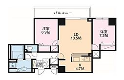 ドゥーエ横浜駅前 2LDKの間取図画像