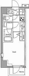 プレミアムキューブ横浜DEUX 1Kの間取図画像