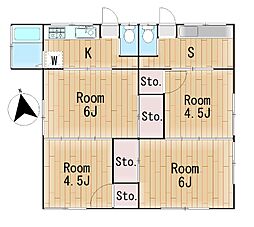 太陽荘 4Kの間取図画像
