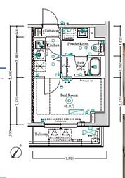 アンベリール川崎SOUTH 2階1Kの間取り