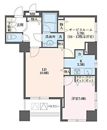 ドゥーエ横浜駅前 17階1SLDKの間取り