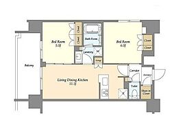 JR山手線 上野駅 徒歩13分の賃貸マンション 12階2LDKの間取り